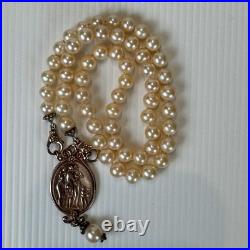 TAGLIAMONTE Italy 925 Sterling Rose Gold Plated Pearl Necklace Earrings Set