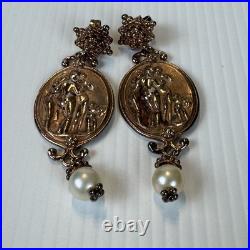 TAGLIAMONTE Italy 925 Sterling Rose Gold Plated Pearl Necklace Earrings Set