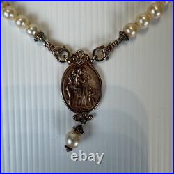 TAGLIAMONTE Italy 925 Sterling Rose Gold Plated Pearl Necklace Earrings Set