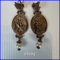 TAGLIAMONTE Italy 925 Sterling Rose Gold Plated Pearl Necklace Earrings Set