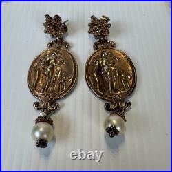 TAGLIAMONTE Italy 925 Sterling Rose Gold Plated Pearl Necklace Earrings Set