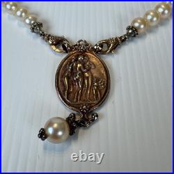 TAGLIAMONTE Italy 925 Sterling Rose Gold Plated Pearl Necklace Earrings Set