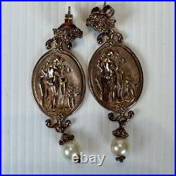 TAGLIAMONTE Italy 925 Sterling Rose Gold Plated Pearl Necklace Earrings Set