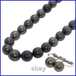 TASAKI Black Pearl Pearl Earring 2-piece set Necklace K14 White Gold Ladie TASAKI Black Pearl Pearl Earring 2-piece set Necklace K14 White Gold Ladie