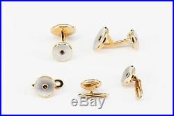 TIFFANY & CO. Sapphire, Mother of Pearl and 18K Gold Cufflink and Stud Set
