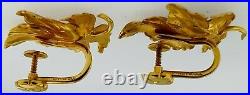 TIFFANY & CO. Vintage Solid 14K GoldMaple Leaf Earrings+Brooch / Pin Set1950's