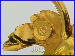 TIFFANY & CO. Vintage Solid 14K GoldMaple Leaf Earrings+Brooch / Pin Set1950's