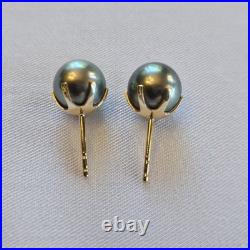 Tahiti Black Pearl Necklace And Earrings Set. 14kt Gold, 18-inch