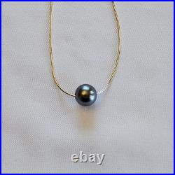 Tahiti Black Pearl Necklace And Earrings Set. 14kt Gold, 18-inch