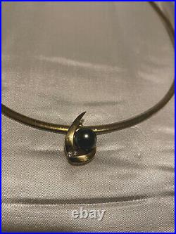 Tahitian Black Pearl, Diamond 14k Yellow Gold Omega Necklace, Earring, Ring Set