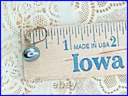 Tahitian Black Pearl Necklace & Earrings Set 14K/10K Gold with Diamonds 8.5g, Ital