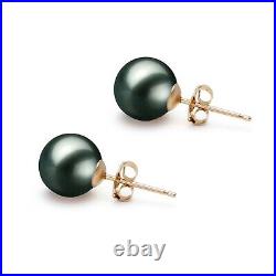 Tahitian Pearl Earrings AAAA Black Pearl Earring Studs Earrings Silver Sets