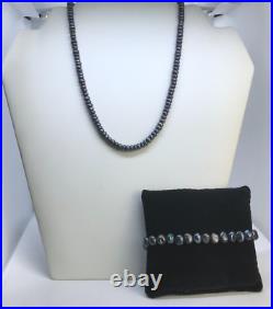 Tahitian Pearl Gold Barrel Clasp Bracelet & Vintage Pearl Necklace Set