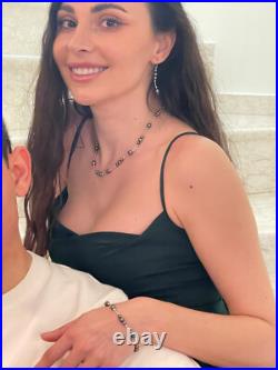 Tahitian Pearl Jewelry SET South Sea Pearl Necklace Bracelet Earrings White Gold