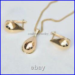Tear Drop Earring Pendant Set 18K Yellow Gold Plating Over925 Silver