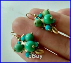 Ted Muehling Earrings set 10k Pearl Crosses, Turquoise bug clusters, Gold Chips