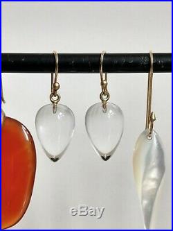 Ted Muehling Earrings set 5 pairs chips, med. Pearls, crystal, gold, classics