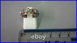 Tested as 9 carat gold Turquoise and half pearl set full eternity ring, size K