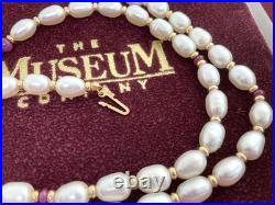 The Museum Company 14K Gold Pearl & Ruby Necklace & Earrings Never Worn In Box