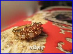 Tiara Ring set with Fine pearls and Diamonds. 18ct yellow Gold. ESTATE PIECE