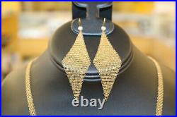 Tiffany & Co. Elsa Peretti Mesh Necklace & Pearl Earring Set Vintage 18K Gold
