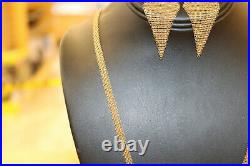 Tiffany & Co. Elsa Peretti Mesh Necklace & Pearl Earring Set Vintage 18K Gold