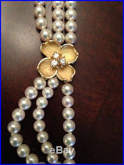 Tiffany & Co. Set Dogwood Gold Diamond & Pearl Necklace and Bracelet Set
