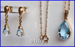 Topaz Jewellery Set Pendant & Drop Earrings in 9ct Yellow Gold