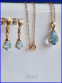 Topaz Jewellery Set Pendant & Drop Earrings in 9ct Yellow Gold