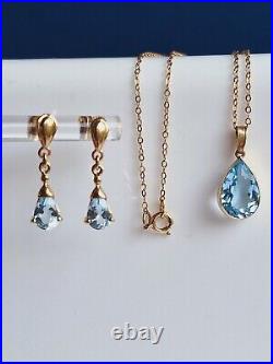 Topaz Jewellery Set Pendant & Drop Earrings in 9ct Yellow Gold