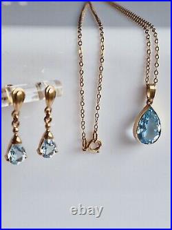 Topaz Jewellery Set Pendant & Drop Earrings in 9ct Yellow Gold