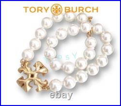 Tory Burch Roxanne Pearl and Gold Necklace & Earring Set