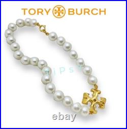 Tory Burch Roxanne Pearl and Gold Necklace & Earring Set Tory Burch Roxanne Pearl and Gold Necklace & Earring Set