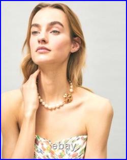 Tory Burch Roxanne Pearl and Gold Necklace & Earring Set