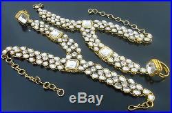 Traditional White Kundan Pearl Cz Gold Tone Necklace Bridal Jewelry Set 8 Pcs