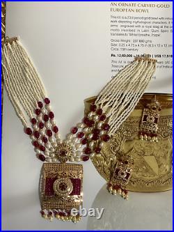 Traditionally Indian /Punjabi Jadau Pearl Pendant Set 22k Gold Plated