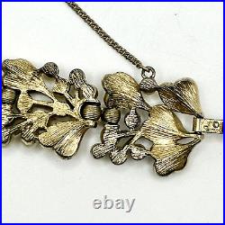 Trifari Leaf Necklace and Bracelet Set Gold Tone Faux Pearl Choker Vintage