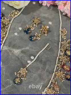 Uk Seller Latest Indian Bollywood Raani haar in multi with tumble drop beads