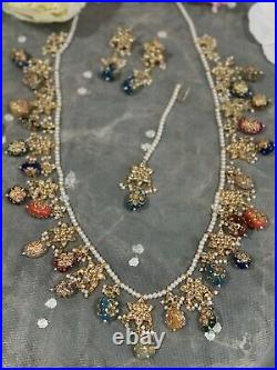 Uk Seller Latest Indian Bollywood Raani haar in multi with tumble drop beads