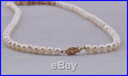 Unique 14K Yellow Gold Pearl & Diamond Necklace + Earring Set NICE