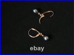 Unique 14k Yellow Gold Pearl Dangle Earring Set. Make Offer! #1742