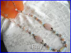 Valentine's Rose Quartz Swarovski Crystals Set 18k Gold Francisca Majorca Pearls