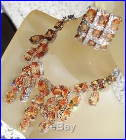 Valentine's Topaz Swarovski Crystal Set Rhodium Italy Francisca Majorca Pearls