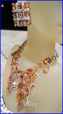 Valentine's Topaz Swarovski Crystal Set Rhodium Italy Francisca Majorca Pearls