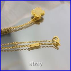 VCA Golden Mother Of Pearl Clover Diamond Set Necklace 18k Yellow Gold VCA Golden Mother Of Pearl Clover Diamond Set Necklace 18k Yellow Gold