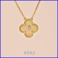 VCA Vintage Alhambra 18K Yellow Gold Yellow Mother of Pearls Diamond Necklace