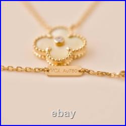 VCA Vintage Alhambra 18K Yellow Gold Yellow Mother of Pearls Diamond Necklace