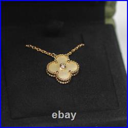 VCA Vintage Alhambra 18K Yellow Gold Yellow Mother of Pearls Diamond Necklace