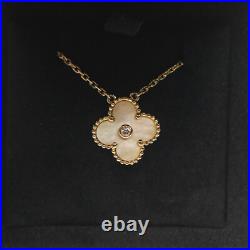 VCA Vintage Alhambra 18K Yellow Gold Yellow Mother of Pearls Diamond Necklace