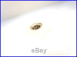 VICTORIAN 10k ROSE GOLD BABY CHILD RING BAND 3 STONES SET IN STAR MOUNT SZ 0